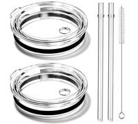 Dayume 2PCS 20 oz Tumbler Lid for YETI with Straw and Brush, Replacement Lid for YETI Rambler 16/ 20oz Stackable Cup, 20oz Tumbler, 24 oz Mug, and 25 oz Straw Mug, Spill Proof Top Cover, BPA Free