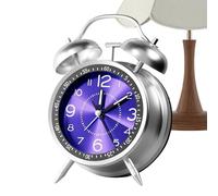 Dayysiuy Analog Alarm Clock for Bedroom, Old Fashioned Loud Analog Clock for Desk, Rechargeable Metal Body Timepiece with Twin Bell for Dorm Travel Bathroom Girls Teens Kids Boys