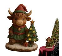Dayysiuy Highland Cow Figurines Small,Christmas Decor Light Up Statue - LED Nightstand Light,for Living Room Bedroom Bedside Nightstand Desk Bookshelf Home Office Students Writers Readers