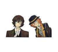 Dazai＆Chuuya Figure Badge 2 Pieces, Anime Bungo Strays Dogs Brooch Metal Badge Cosplay Accessories Bag Decor