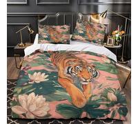 DAZBDEOCK 3D Print 3PCs Bedding Set Home Decor Zipper Closure Super Soft Tiger Walking Duvet Cover Breathable All Season for Children,Teenagers,Women istic Wildlife Comforter Cover King（220x240cm）
