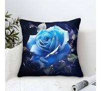 DAZBDEOCK 3D Printed Blue Rose Throw Pillow Covers Square Cushion Cover Decorative Super Soft Pack of 2 for Sofa Couch Bed 45x45cm