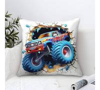 DAZBDEOCK 3D Printed Monster Truck Throw Pillow Covers Throw Pillow Case Decorative Super Soft Pack of 2 for Home Couch Sofa Decorative, Gifts 45x45cm
