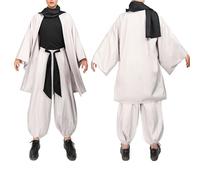 DAZCOS Anime Men's Cosplay Costume Set US Size Haori with Scarf Stretchy Clothing Pants Outfit for Party Halloween, White, Large