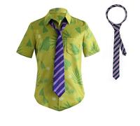DAZCOS US Size Green Printed T-Shirt Tie for Mens Hawaiian Floral Shirts Cosplay St. Patrick's Day, Green, M