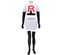 DAZCOS Women US Size Anime Cosplay Costume Outfit with Gloves and Socks, White, Large