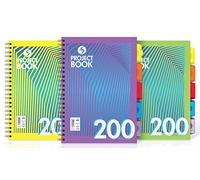 Daze 200 Page A4 Subject Books with 5 Moveable Dividers [Assorted Pack of 3]