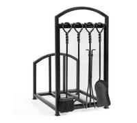 Dazengzeng Firewood Rack Outdoor, Metal firewood rack with 4 tools, indoor and outdoor fireplace, courtyard storage