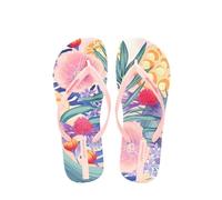 Dazengzeng Shower Shoes, Women's Fresh Style PVC Flip Flops - Lightweight Sandwich Slippers for Outdoor(Pink,7.5 UK)