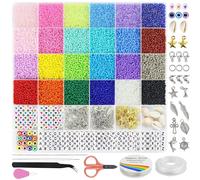 Dazhqp 13000pcs 2mm Glass Seed Beads for Jewelry Making Kit, Small Beads Friendship Bracelets Making Kits, Tiny Waist Beads Kit with Letter Beads, DIY Art Craft Girls Gifts