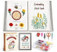 Dazhqp 2026 New Embroidery Stitch Book Kit for Adults Beginners, Cross Stitch Kit with Step-by-Step Guide and Video, Pre-Printed Patterns, Threads and Needles, Portable Crafts Gift for Adults