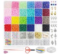 Dazhqp 4mm Glass Seed Beads for Bracelet Making Kit, 24 Colors Small Beads for Friendship Bracelet Necklace Jewellery Making Sets, DIY Craft Gifts for Girls