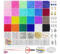 Dazhqp 7000pcs 3mm Glass Seed Beads for Bracelet Making Kit, Small Beads Friendship Bracelet Making kit, DIY Art Craft Girls Gifts (3mm)