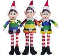 Dazhtu 3 pcs Naughty Elf Set-Boy & Girl Elf Figures Playful Elf Figure with Soft Body, Vinyl Face, Knitted Hat, Premium Quality Plush Toy Perfect For Holiday Decor & Gift-giving, Festive Fun For All