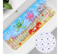 Dazhtu Baby Bath Mats Non Slip Anti Mould 100x40cm Bathtub Mats Extra Long Bath Shower Tub Mat with Suction Cup and Drain Holes,Sea Turtle Cartoon Kids Bath Mat,Machine Washable,for Bathroom Floor