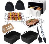 Dazhtu Dual Zone Air Fryer Accessory Set, 9-Piece Air Fryer Accessories for Ninja Foodi AF400EU AF300EU 7.6L-9.5L and Other Dual Zone Air Fryer Accessories
