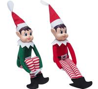 Dazhtu Naughty Elf Set - Boy & Girl Elf Figures, Playful Elf Figure with Soft Body, Vinyl Face, Knitted Hat, Premium Quality Plush Toy Perfect For Holiday Decor & Gift-giving, Festive Fun For All
