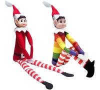 Dazhtu Naughty Elf Set, Boy & Girl Elf Figures Playful Elf Figure with Soft Body, Vinyl Face, Knitted Hat, Premium Quality Plush Toy Perfect For Holiday Decor & Gift-giving, Festive Fun For All