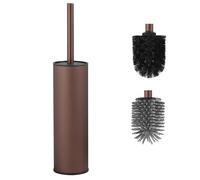 DAZI Metal Standing Toilet Brush, Silicone Bathroom Brush with 2 Brushes Long Handle Basin for Deep Cleaning of the Washbasin, Toilet Brush Anti-Drip and Anti-clogging. (Rose gold)