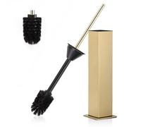 DAZI Toilet Brush Metal Freestanding, Matte Black with 2 Toilet Cleaning Brush Heads for Deep Cleaning of the Bathroom, Anti-Drip and Anti-Clog