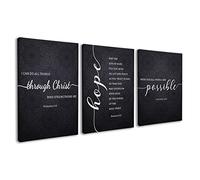 Dazingart Framed Bible Verse Wall Art , Black Scripture Prints Set of 3 , I Can Do All Things Through Christ, Christian Wall Art Decor For Living Room Bedroom (christ, Small)
