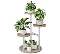Dazioter 4 Tier Plant Stand Indoor Corner Metal Flower Stand for Multiple Plants Round Plant Holders for Patio Garden Balcony Bedroom Living Room White (White+Sonoma Oa, 4 Tier)