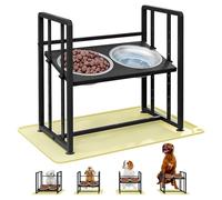 Dazioter Raised Dog Bowls 4 Height Adjustable Dog Bowl Stand Elevated Feeding Station with 2 Stainless Steel Bowl Metal Pet Food Feeder Non-Slip for Small Medium Large Dogs (with placemat)