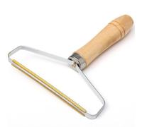 DAZISEN Portable Lint Remover - Double Sided Copper Blades Carpet Scraper Pet Dog Cat Hair Remover for Carpet with Wooden Handle Reusable Hair Remover Tool Fur Fluff Remover
