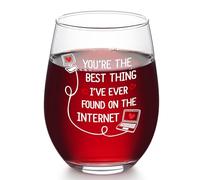 DAZLUTE You're The Best Thing I've Ever Found On The Internet Wine Glass, Valentine's Day Romantic Gifts for Women Girlfriend Her Wife, Long Distance Relationship Gifts Birthday Christmas Gifts, 17oz