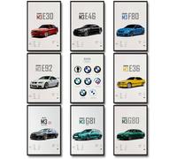 dazongweihan 9pcs Super Car Posters for Boys Room, Racing Car Wall Art for Men Guys, Sports Car Wall Decor, Race Cars Pictures Wall Decor for Bedroom Dorm Man Cave (Unframe,8x12inch) (R1)