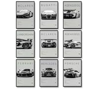 dazongweihan 9pcs Super Car Posters for Boys Room, Racing Car Wall Art for Men Guys,Sports Car Wall Decor, Race Cars Pictures Wall Decor for Bedroom Dorm Man Cave(Unframed,8x12inch) (X1)