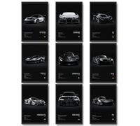 dazongweihan 9pcs Super Car Posters for Boys Room, Racing Car Wall Art for Men Guys, Sports Car Wall Decor, Race Cars Pictures Wall Decor for Bedroom Dorm Man Cave (Unframe,8x12inch) (U1)