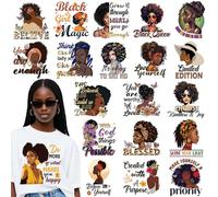 Dazoratix Black Girl Iron on Transfers - 20 Sheets African American Women DTF Ready to Press Inspirational Heat Transfer Stickers Patches Vinyl Decals for T Shirts Appliques Clothes Hoodie DIY Crafts