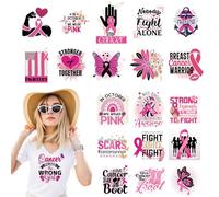 Dazoratix Breast Cancer Iron on Transfers - 20 Sheets Pink DTF Ready to Press Heat Patches Stickers Vinyl Design Decals for Women T Shirts Clothing Clothes Hoodie Pillow DIY Craft Applique Decorations