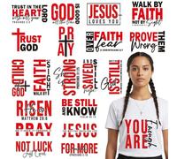 Dazoratix Christian Iron on Transfers - 20 Sheets Bible Verse DTF Ready to Press Heat Patches Jesus Red Vinyl Stickers Decals for T Shirts Clothing Clothes Pillow Bag Hat Hoodies DIY Crafts Decoration