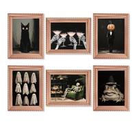 Dazoratix Halloween Fridge Magnets Decorations - 6 Pcs Black Spooky Ghost Pumpkin Skeleton Cat Stickers 3D Magnetic Art Frame Dark Fall Autumn Decor for Refrigerator Garage Locker Kitchen Accessories