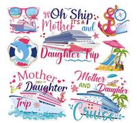 Dazoratix Large Cruise Decorations Magnetic - 7 Pcs Mother and Daughter Ship Cabin Door Magnets Stickers Anchor Decals Stateroom Accessories Magnet for Women Party Carnival Vacation Refrigerator Decor