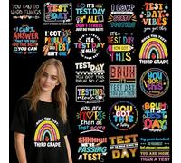 Dazoratix Test Day Iron on Transfers - 20 Sheets Testing DTF Ready to Press Heat Patches for Teacher T Shirts Vinyl Stickers You Got This Decals for Clothes Hoodies Bag DIY Crafts Applique Decorations