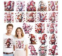 Dazoratix Valentines Iron on Transfers - 20 Sheets Cute Valentine's Day Gnome DTF Ready to Press Heat Patches Vinyl Stickers Decals for Kids T-Shirts Clothes Hoodies Pillow Bag DIY Crafts Decorations
