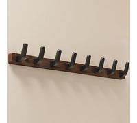 DAZSIAZ Walnut Wall-Mounted Coat Rack, Space-Saving Hooks, Entryway Wall Art Coat Holder, for Jacket Bags Towels Umbrellas, for Bathroom Bedroom Kitchen(Black,8 Hooks)