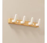 DAZSIAZ Walnut Wall-Mounted Coat Rack, Space-Saving Hooks, Entryway Wall Art Coat Holder, for Jacket Bags Towels Umbrellas, for Bathroom Bedroom Kitchen(White,4 Hooks)