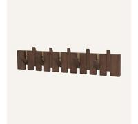 DAZSIAZ Wooden Piano Key Wall Mount Coat Rack, Flip Down Hook Design Wall Hanging Organizer, Home Storage Rack for Clothes Keys Towels, Heavy Duty(Brown,10 Hooks)