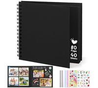 DazSpirit 10-inch Square Scrapbook Photo Album, 40 Sheets, Hardcover, Black | Hardcover DIY Memory Album, With 5 Album Stickers, Wedding Guest Book, Photo Book for Babies, Anniversaries & Keepsakes