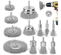 DazSpirit 12 pcs Wire Brushes for Drills Set, Brass Coated Wire Wheel & Cup Brush with 1/4-Inch Drill Wire Brush Attachment for Rust Removal, Stripping, and Abrasive