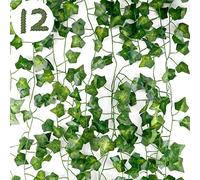 DazSpirit 12Pcs Artificial Ivy Vines, 84 Ft Artificial Ivy Leaf Garland, Fake Vine Leaves Hanging Plants, Ivy Plant, Vines for Bedroom, Wedding, Home, Kitchen, Garden, Party, Office, Wall Decoration