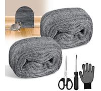 DazSpirit 2 pcs Steel Wool Mice, 3 m 0000 Fine Steel Wool for Rodent Control with Gloves, Scissors and Screwdriver, Wire Wool for Sealing Gaps, Cleaning, Polishing