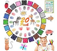DazSpirit 20 Colours Ink Pads Set, Fingerprint Ink Pads for Stamping DIY, Non-Toxic Rainbow Ink Pad for Imagination, Scrapbooking, Card Making, Art, Craft