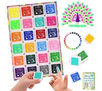 DazSpirit 24 Colors Ink Pads, Non-Toxic Rainbow Stamp Pad, Fingerprint Ink Pads for Stamping Card Making, Craft Stamp for Imagination, Scrapbooking, Card Making, Art, Craft