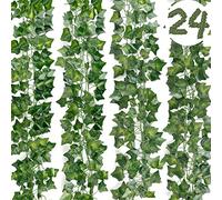 DazSpirit 24Pcs Ivy Garland Artificial, 168 Ft Artificial Ivy Vines, Fake Vines Leaves Hanging Plants, Fake Ivy for Bedroom, Wedding, Home, Kitchen, Garden, Office, Party, Wall Decoration