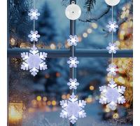 DazSpirit 3 pcs Christmas Window Lights with Suction Cups, Hanging Christmas Windows Light with 8 Modes & Auto Timer, Battery Operated Xmas Window Lights Decoration for Wall, Door (White)